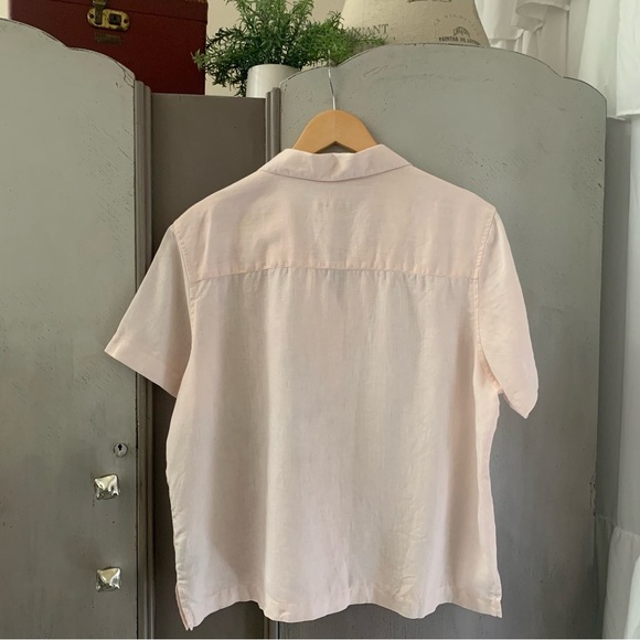 Jamaica Bay Pale Pink Button-Up Linen Women's Top - Picture 5 of 6